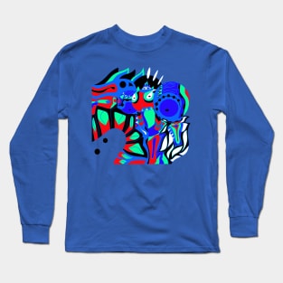 Blue mecha ecopop Long Sleeve T-Shirt